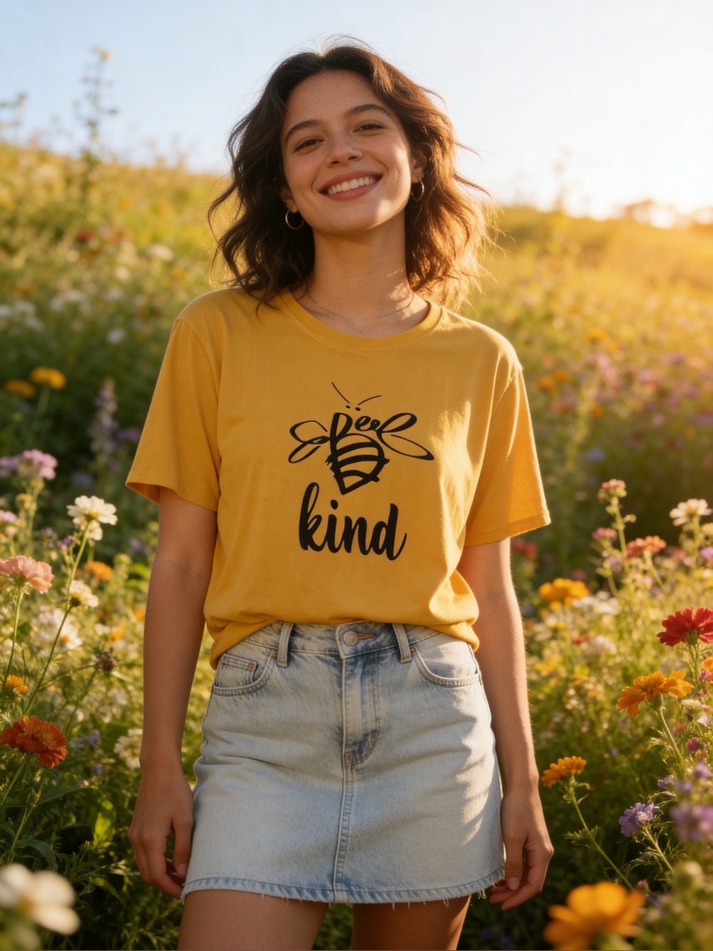 Yellow "Bee Kind" Graphic Tee NWOT (inv# 245)